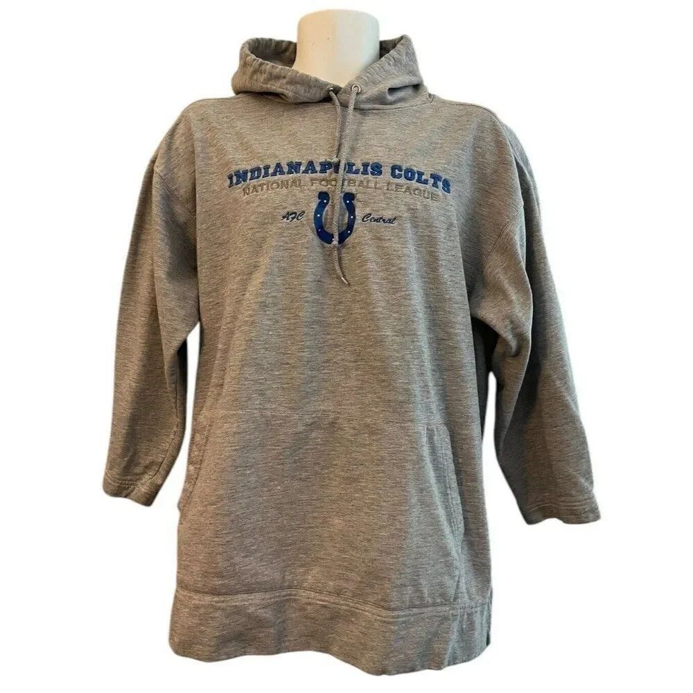 Indianapolis Colts Hoodie Mens Large Gray Fleece Sweatshirt NFL Football